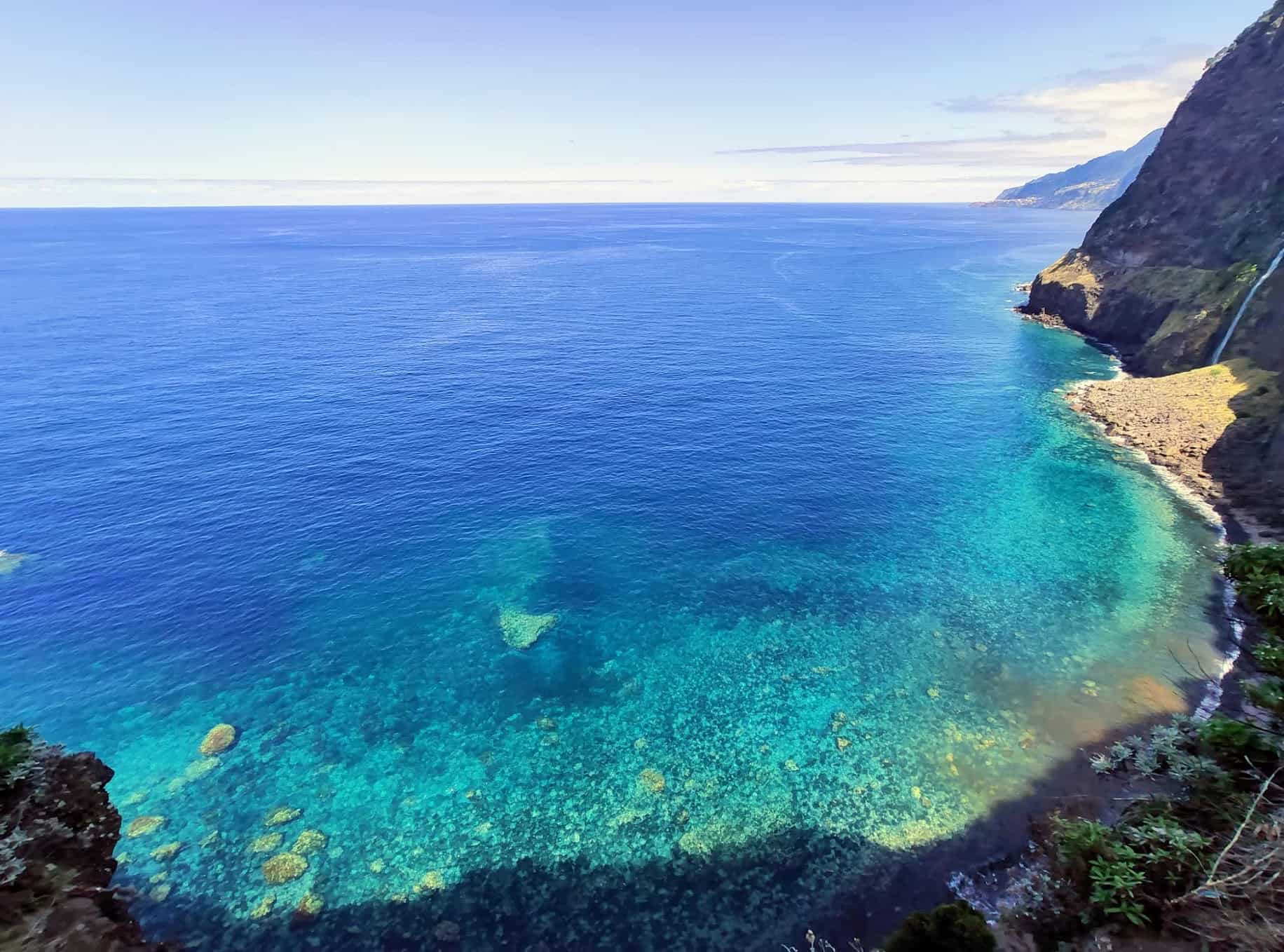 Madeira Travel Guide: One of the views with blue ocean and cliff in Madeira